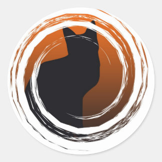 Pegatina Redonda Gato negro de Halloween en Swirl