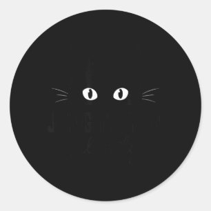 Pegatina Redonda Gato negro divertido juzgándote en silencio Meme