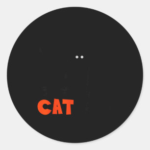 Pegatina Redonda Gato negro divertido sirviente gato