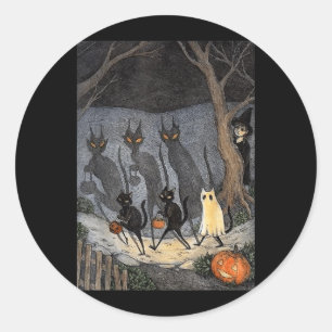 Pegatina Redonda Gato Negro Halloween Hombres Mujeres