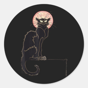 Pegatina Redonda Gato Negro Halloween Regalo Divertido para Amantes