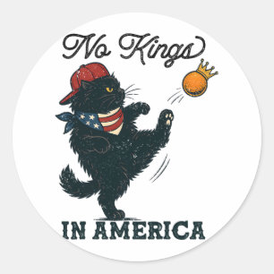 Pegatina Redonda Gato negro sin reyes en Estados Unidos