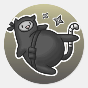 Pegatina Redonda Gato Ninja