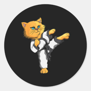 Pegatina Redonda Gato Ninja Karate Martial Arts Taekwondo propietar