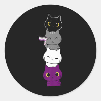 Pegatina Redonda Gato Orgullo asexual Bandera de arroz animal amant