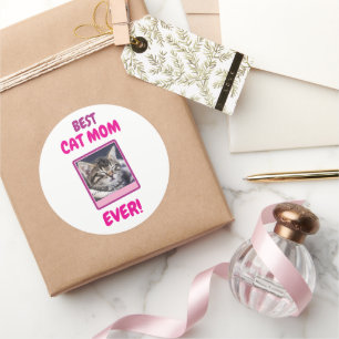 PEGATINA REDONDA GATO PERSONALIZADO MAMÁ MADRE SIEMPRE MASCOTA AMOR
