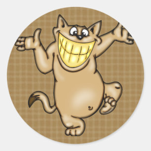 Pegatina Redonda Gato Personalizado sonriente grande