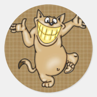 Pegatina Redonda Gato Personalizado sonriente grande