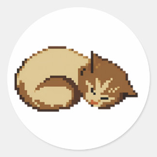 Pegatina Redonda Gato pixelador dormido lindo sticker