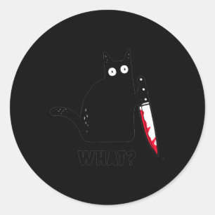 Pegatina Redonda Gato qué gracioso camisas negras, gato asesino con