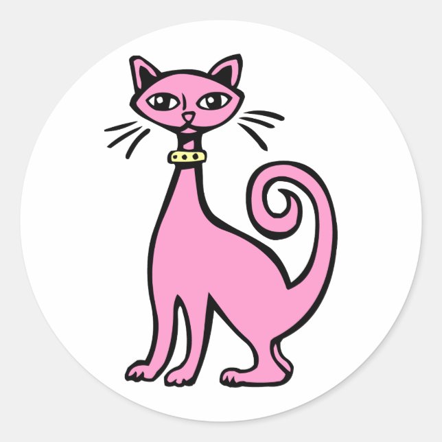 Pegatina Redonda Gato retro (Anverso)