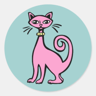 Pegatina Redonda Gato retro - Personalizado