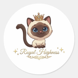 Pegatina Redonda Gato siamés real lindo