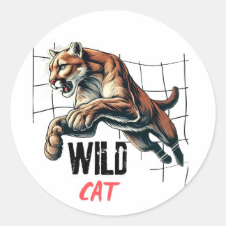 Pegatina Redonda Gato silvestre de tigres