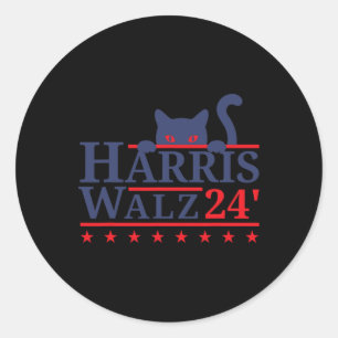 Pegatina Redonda Gato Sin Hijos Dama Para Kamala Harris Tim Wheimer