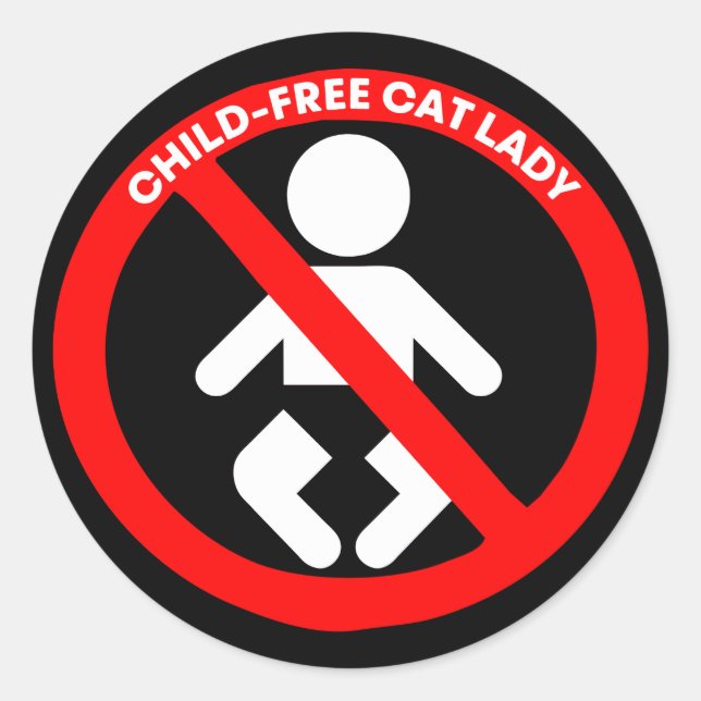 Pegatina Redonda Gato sin hijos Dama sin hijos (Anverso)