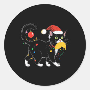 Pegatina Redonda Gato sin hijos de Navidades Lady Trump Hair Vote K
