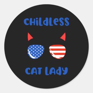 Pegatina Redonda Gato sin hijos Lady 2024 Divertida Gato Lover Muje