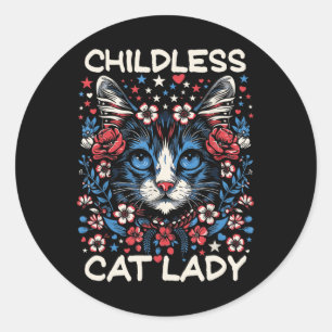Pegatina Redonda Gato sin hijos Lady Graciosa Gato Lover 4