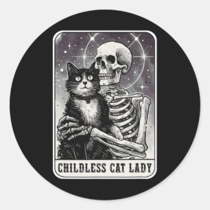 Pegatina Redonda Gato sin hijos Lady Vintage Tarot