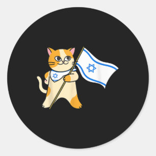 Pegatina Redonda Gato sionista Bandera israelí pro israelí judío