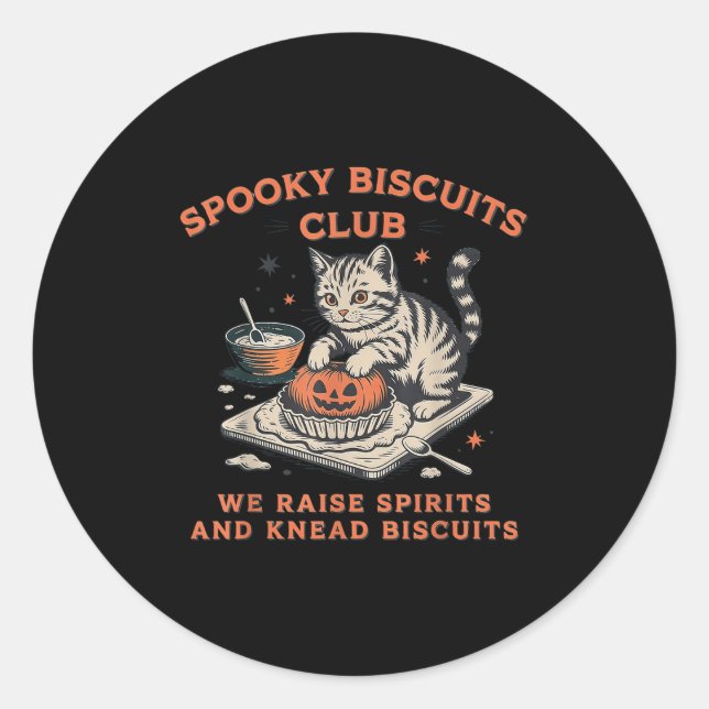 Pegatina Redonda Gato Soky Biscuits Club, Halloween (Anverso)