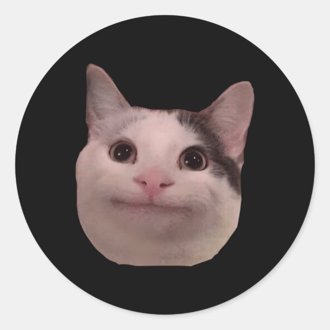 Pegatina Redonda Gato sonriente Beluga (Anverso)