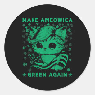 Pegatina Redonda Gato Trump Kitten Vuelve A Hacer Ecológica A Estad