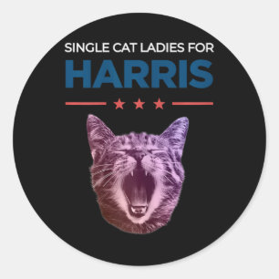 Pegatina Redonda Gato Único Para Harris 2024 Political