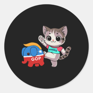 Pegatina Redonda Gato Vs. Elefante del Partido Republicano - Kamala