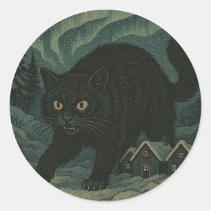 Pegatina Redonda gato yule de Navidad islandés