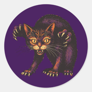 Pegatina Redonda Gato Zombi Divertido Espeluznante Lindo Gatito No
