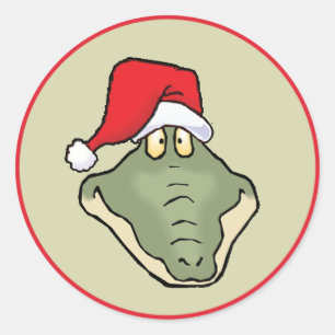 Pegatina Redonda Gator Head Santa