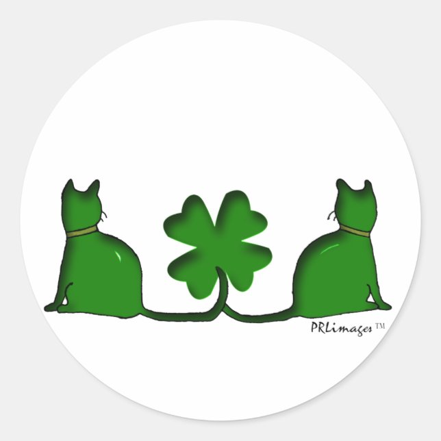 Pegatina Redonda Gatos afortunados (Anverso)