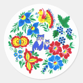 Pegatina Redonda Gatos azules, arte popular