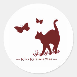 Pegatina Redonda Gatos Bebés Gratis - Rojo / Granate