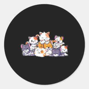 Pegatina Redonda Gatos bonitos Anime Kawaii Japonés Otaku Neko Gift