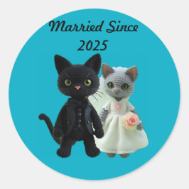 Pegatina Redonda Gatos Casados 2025