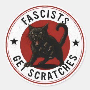Pegatina Redonda Gatos Contra Fascistas