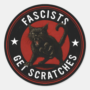 Pegatina Redonda Gatos Contra Fascistas