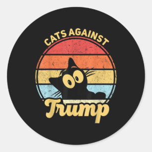 Pegatina Redonda Gatos contra las divertidas elecciones de Trump co