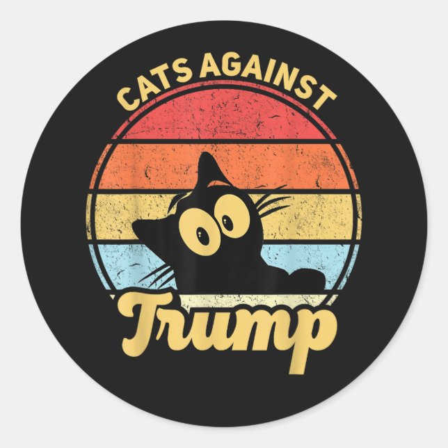 Pegatina Redonda Gatos Contra Trump (Anverso)