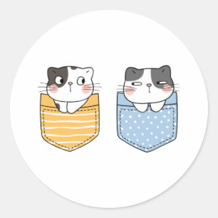 Pegatina Redonda Gatos cortos