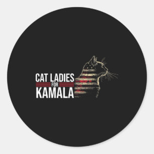 Pegatina Redonda Gatos Damas De Kamala