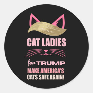 Pegatina Redonda Gatos damas para Trump vuelven a hacer seguros los