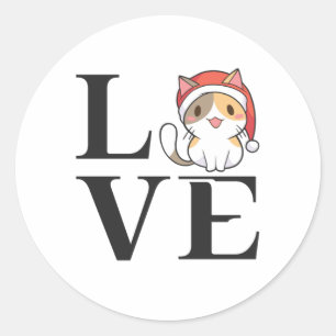 Pegatina Redonda Gatos de amor - Santa Kitten