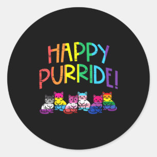Pegatina Redonda Gatos de bandera LGBTQ felices purride mes del org