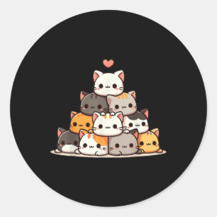 Pegatina Redonda Gatos de gato lindo Anime Kawaii Neko