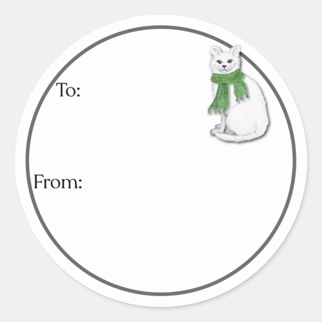 Pegatina Redonda Gatos de Invierno Sticker (Anverso)