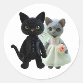 Pegatina Redonda Gatos de matrimonio